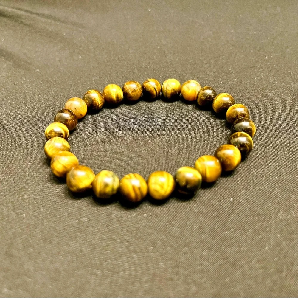 8mm Tiger Eye Stone Beaded Bracelet Healing Crystal Beaded Bracelet - Picture 3 of 6